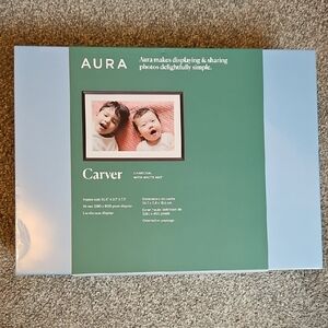 Brand New Aura Carver Digital Frame in Charcoal and White